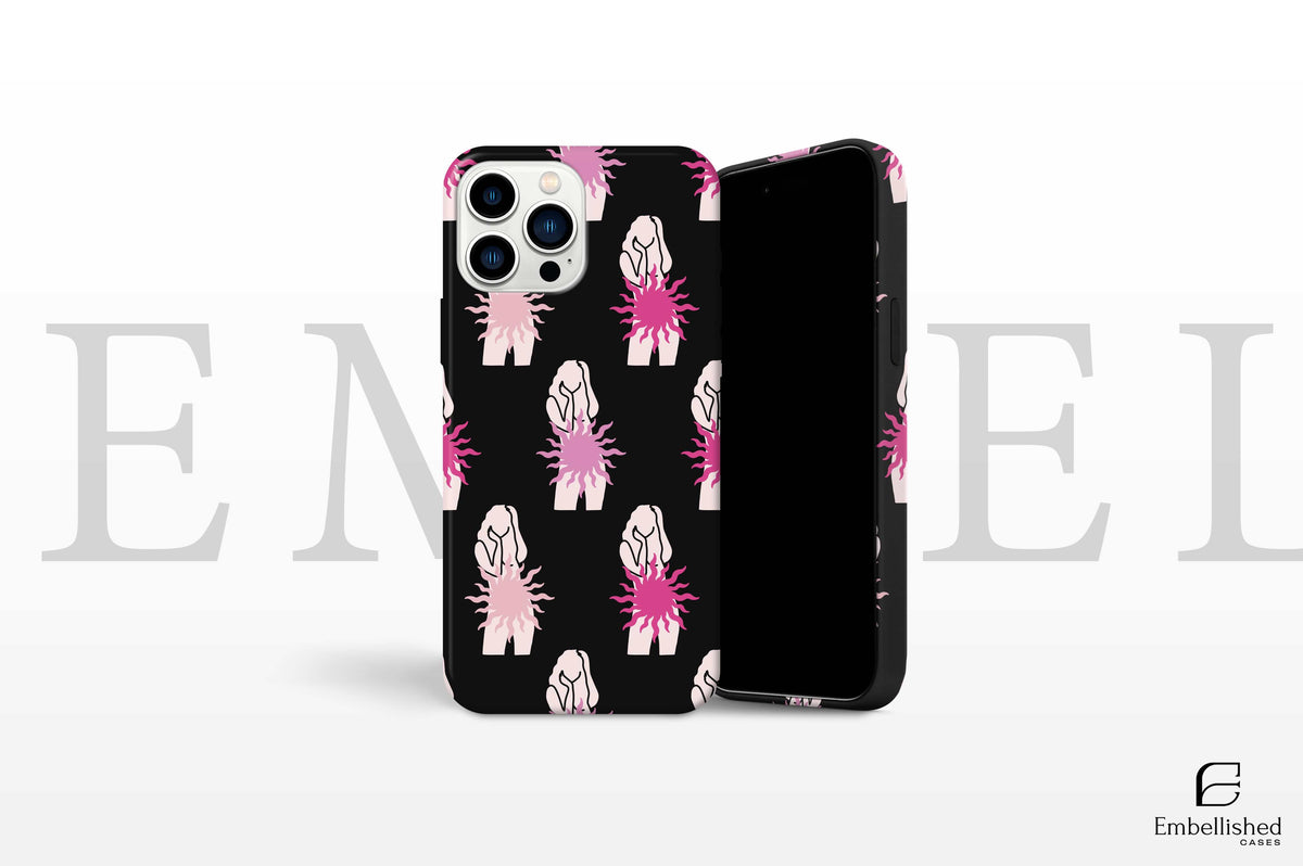 Aesthetic Sun Gesture Phone Case, MagSafe Compatible for iPhone 16 15 14 13 Pro Max 12 Mini XR 7 8 Samsung Galaxy S24 - S10, alongside Huawei and Google Pixel model. Excellent resistance to outdoor weathering.