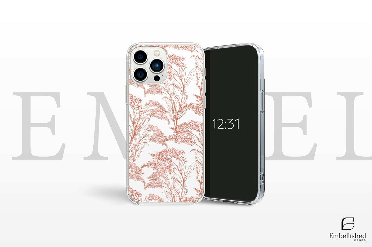 Phone Case Vintage Floral Shockproof Clear iPhone 16 15 14 Tough Cases