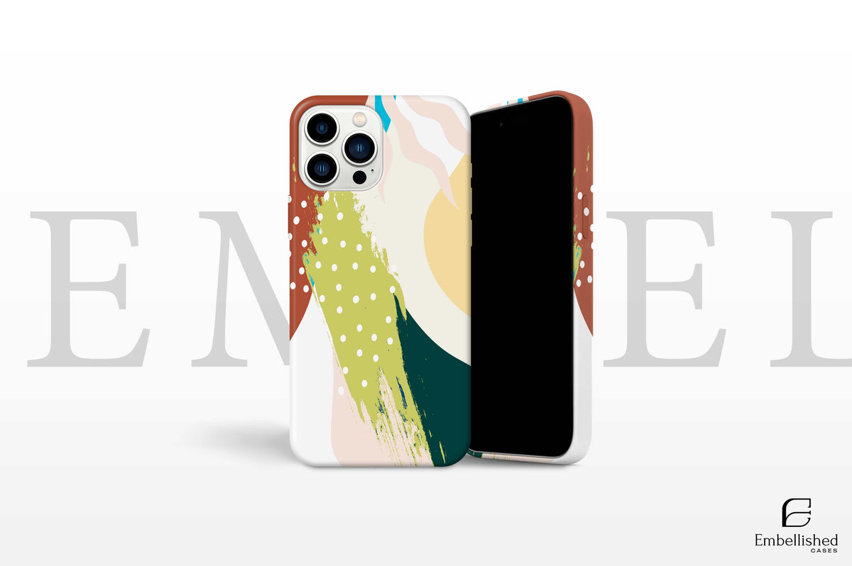 Phone Case | BOHO ABSTRACT ART | Wavy Lines, Red, Green, Blue | iPhone 16 Pro Max, 15, 14 Pro Max