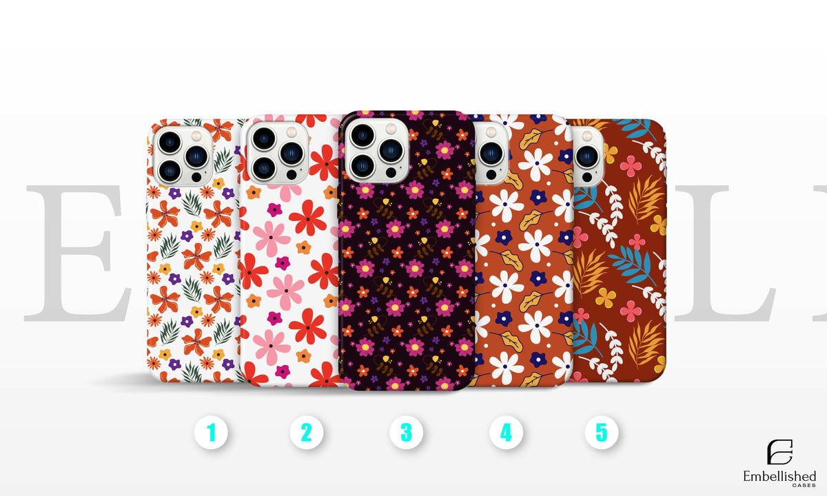 Stars Phone Case with floral patterns for iPhone and Samsung models, durable and stylish protection