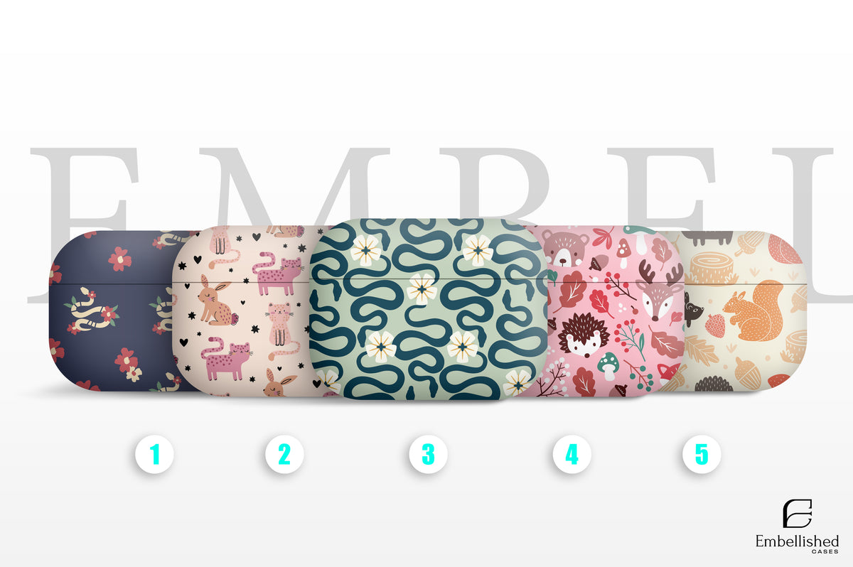 Floral & Fauna single AirPods Case Cover for AirPods Pro 1 & 2 and AirPods 1st, 2nd, 3rd Generations - Cute Floral Apple AirPod Case